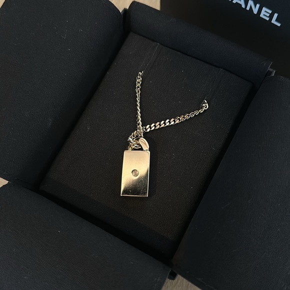 Chanel Crystal Dog Tag Charm Necklace - Picture 3 of 4